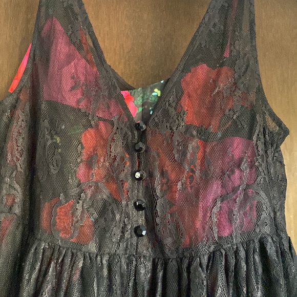 Anthropologie Black Lace Midi Dress with Floral Lining NWT - Picture 4 of 5